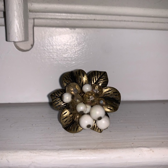 Brass Plant Ring with Tassel Beads - Picture 1 of 2